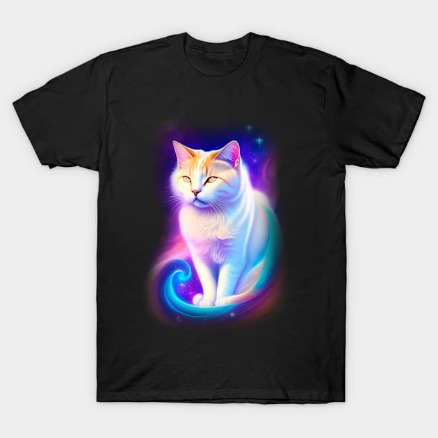 Galaxy Mystical Cat Coloful T-Shirt by igzine